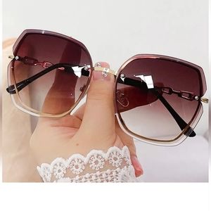 Luxury Rimless Sunglasses Women Oversized Gradient Shades UV40